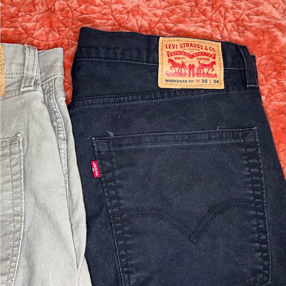 Lot of 3 Pairs of Levi’s Workwear Straight Fit 36x34 Pants, Brown, Tan, Black - Picture 8 of 10